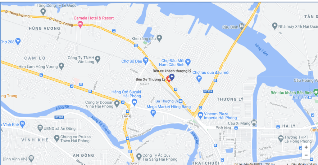 Vị trí bến xe khách Thượng Lý - Hải Phòng